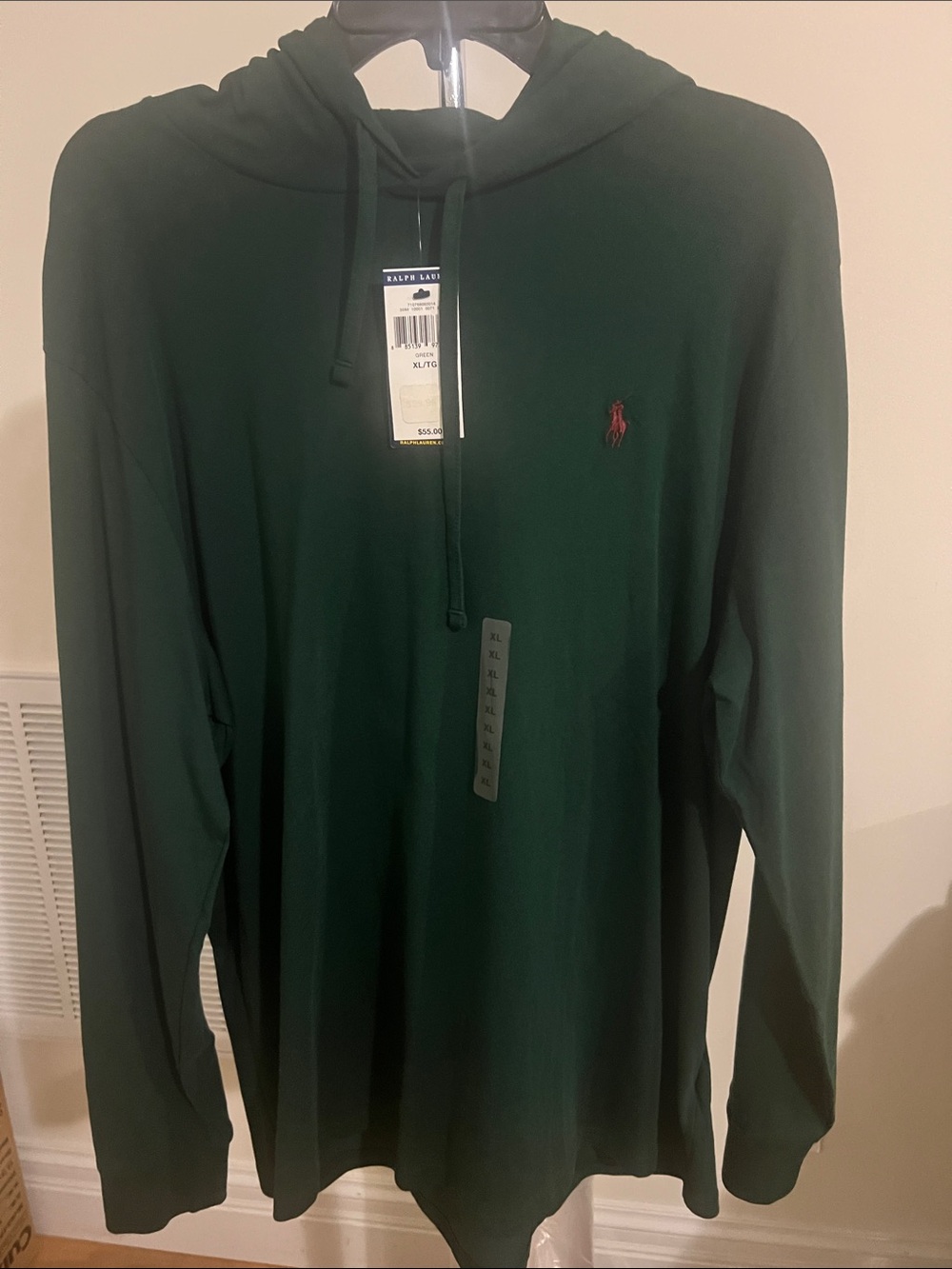 Polo by Ralph Lauren Forest Green Lightweight Long Sleeve Hooded Tee shirt